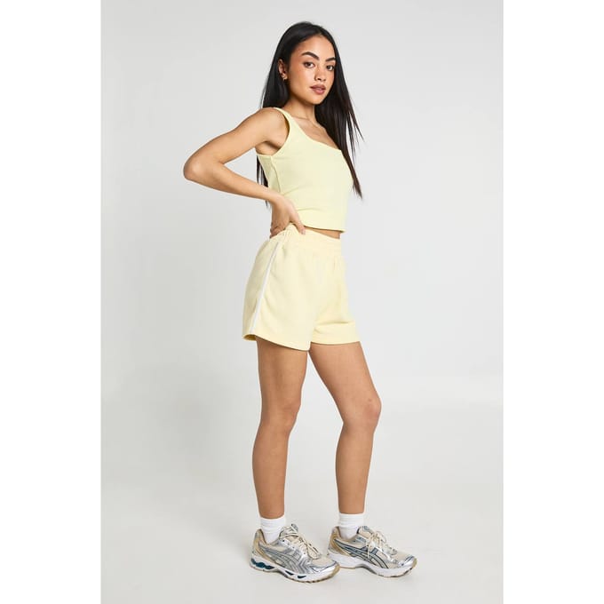 boohoo Dames Sweat Short Met Contrasterende Bies | Citroen | Maat: Medium