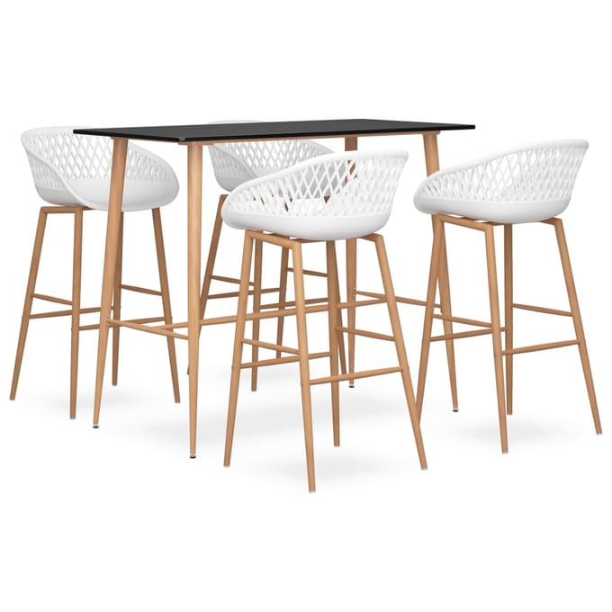 vidaXL - 5-delige - Barset - zwart - en - wit