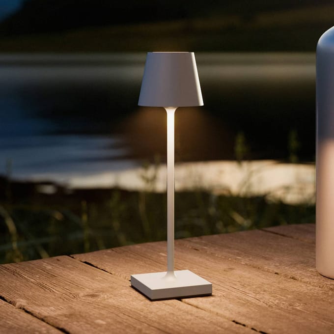 Sigor LED-accubordlamp Nuindie pocket, grijs, IP54, dimbaar