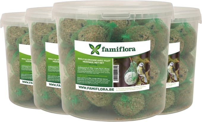 Famiflora mezenbollen in emmer - Met net - 140 x 90 gram (4 emmers met 35 bollen)