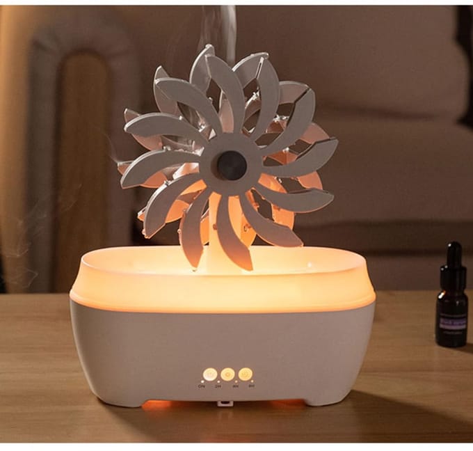 Witte Regenwiel Aromatherapie Diffuser – 7 LED Kleuren, Afstandsbediening, Timer, Voor Ontspanning