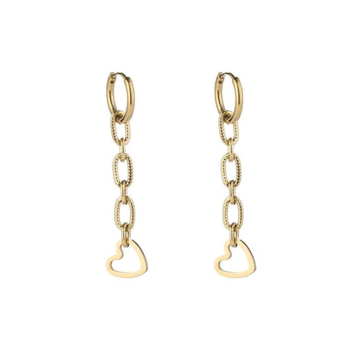Bijoutheek Oorbellen chain heart Goud