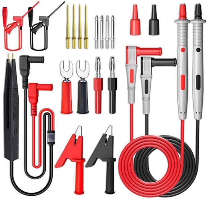 Multimeter Meetsnoeren Kit - Testkabels - Elektrisch Testen - Universele Vervanging - 120 cm Kabel - Rood Zwart