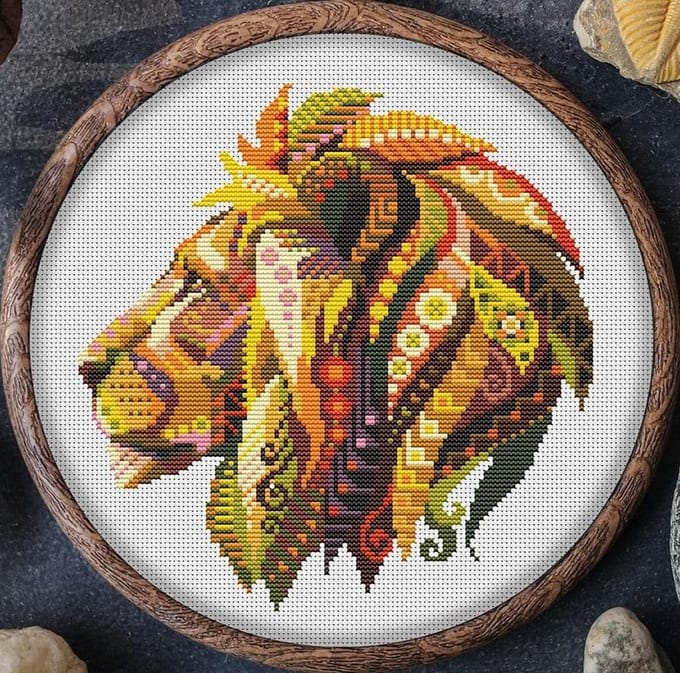 Borduurpakket MANDALA LEEUW