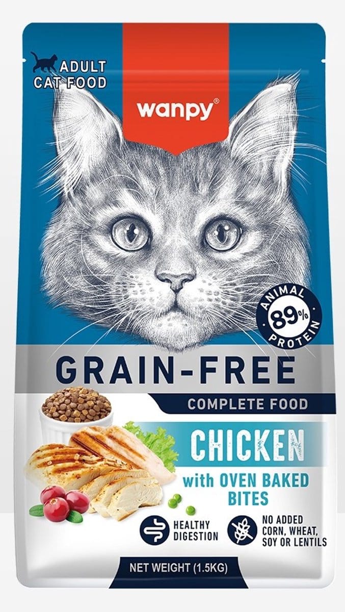 Wanpy - Kattenvoer - Droogvoer - Kip - Gezonde spijsvertering - 1.5 kg - Graanvrij