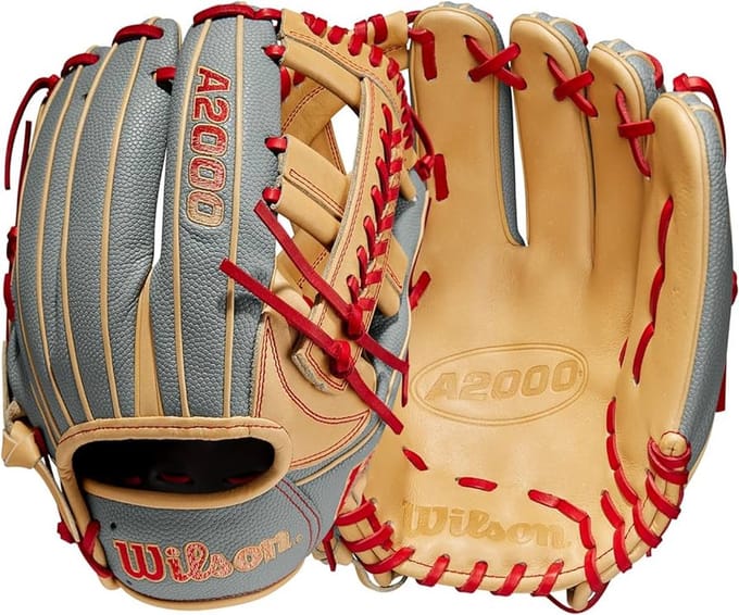 Wilson 2023 A2000 1785SS Honkbalhandschoen Grey/Blonde/Red 11.75 REG (Rechtsgooiend)
