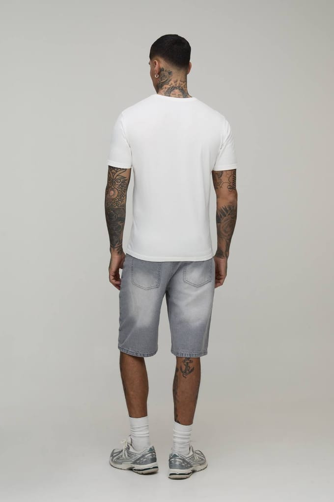 Tall Essential Relaxed Fit Denim Shorts | Light Grey | Size 52