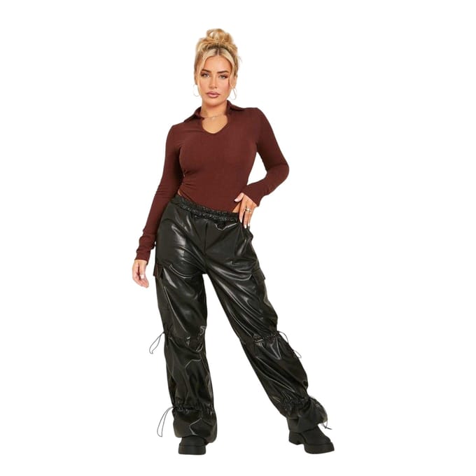 Missy Empire Dames Toggle Cargo Broek (Zwart)
