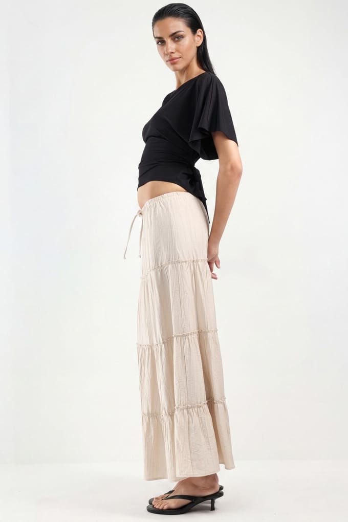 Hooggewaisted Textured A-Line Maxi Rok