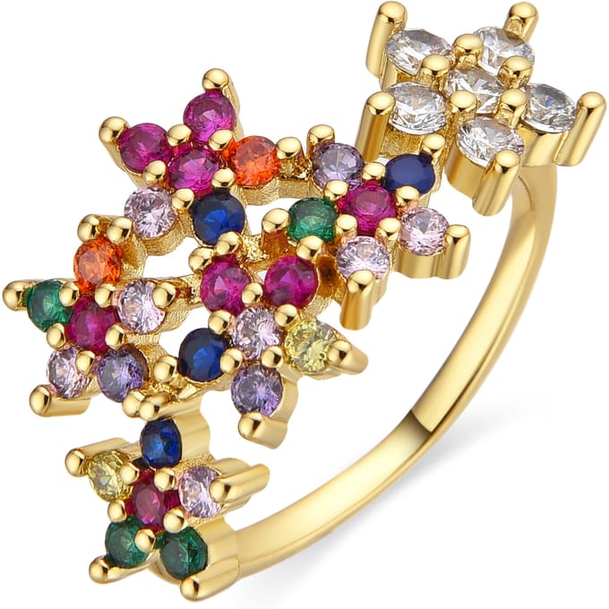Luxenter ring met multicolor zirkonia 18k goud - Qianvi