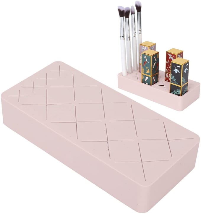 Dailygoods- Lipstick Organizer - 8 Grote/4 Kleine Slots - Silicone/ABS - Make-up Organizer - Draagbaar - Beschermt Cosmetica - Makeup Organizer