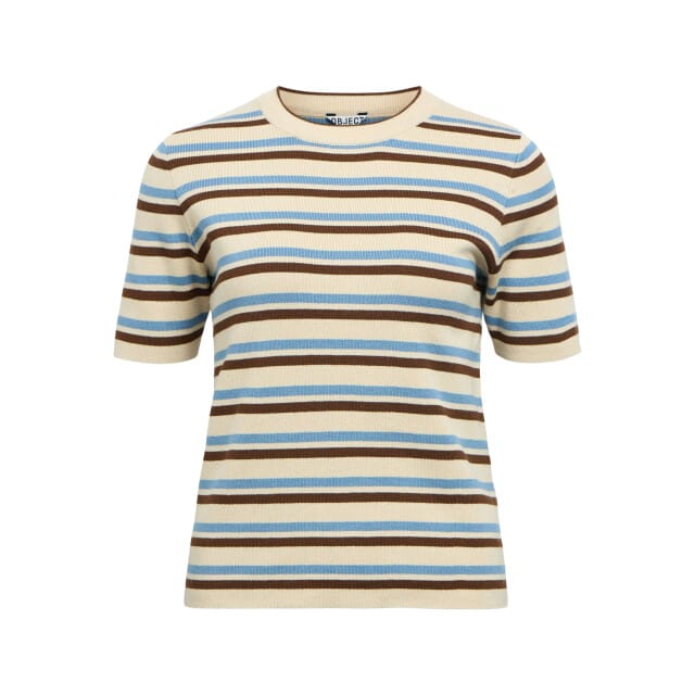 Object Trui Objester S/s New Knit Pullover Noos 23043510 Sandshell/blue Shadow/carafe Dames Maat - M