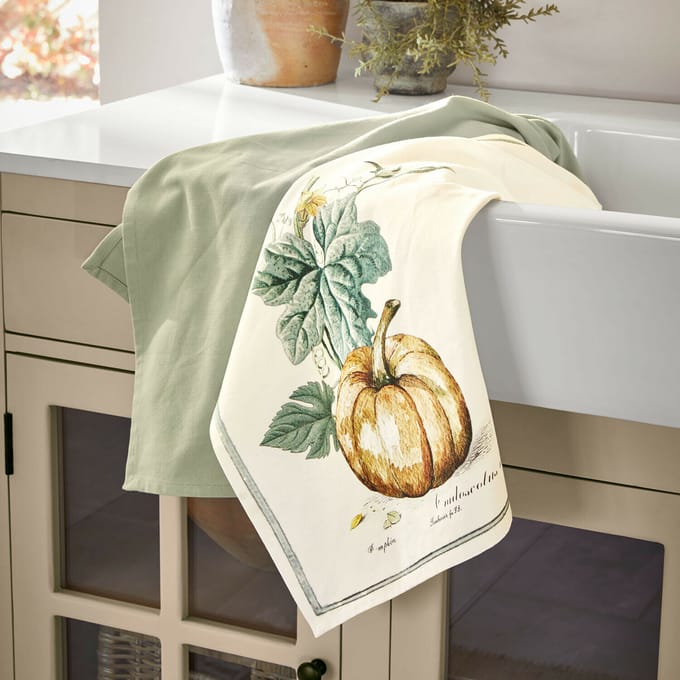 LOBERON Theedoek set van 2 Pavolinos wit/groen