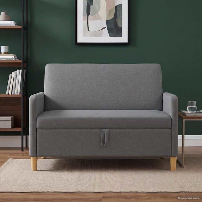 vidaXL - Sofa - met - Opbergruimte - Donkergrijs - 122 - x - 78 - x - 87 - cm - Polyester