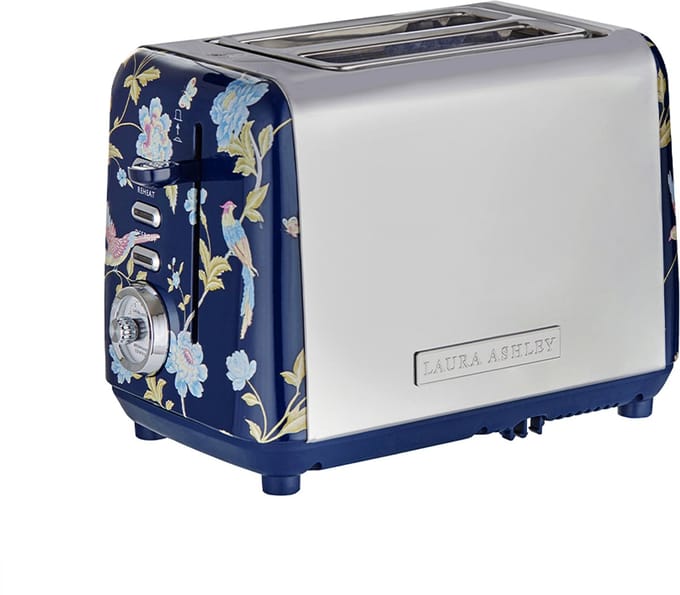 Laura Ashley 2-Scheiben-Toaster – 7 Einstellungen – Krümelschublade – Warmhalterost – Elveden Navy