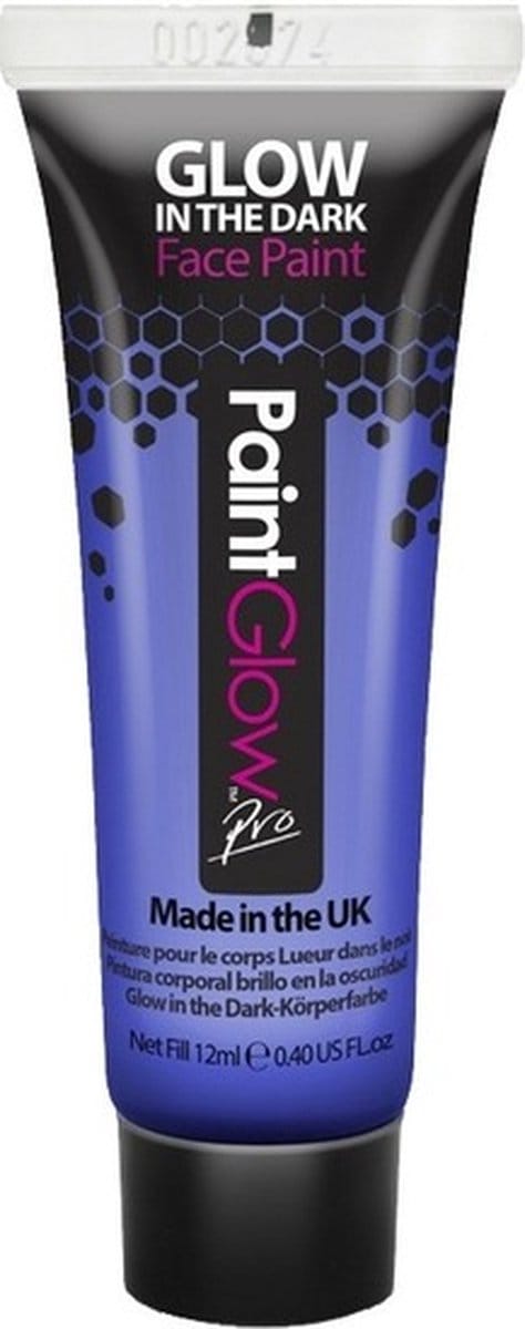 PaintGlow Face/Body paint - neon blue/glow in the dark - 10 ml - schmink/make-up - waterbasis
