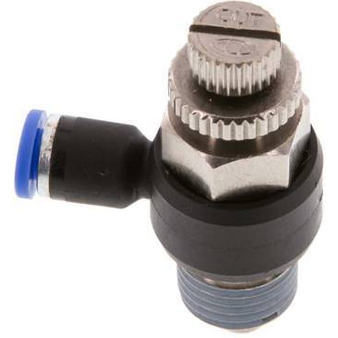 L-stuk Regelventiel 4 mm - R1/4'' Regeling-Uit Messing/Nylon