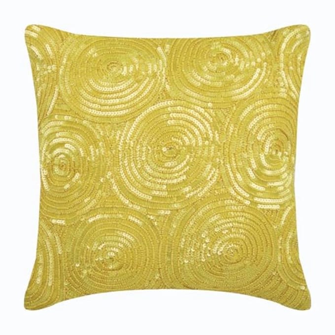 Decoratieve Kussenhoes - Kussenhoes - Interieur Decoratie - Handgemaakt Pailletten - 30 x 30 cm - Geel