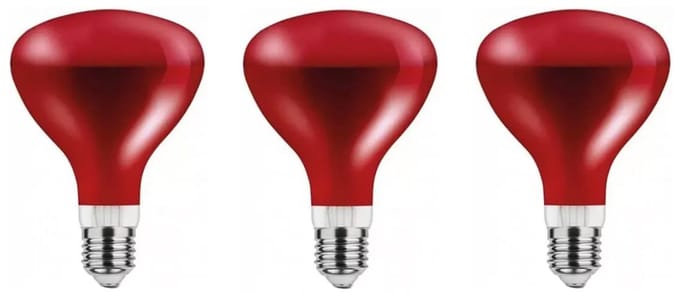 Asalite Infrarood Warmtelamp G95 E27 - 100W - 2800K - 95mm - Rood Glas - 3 stuks