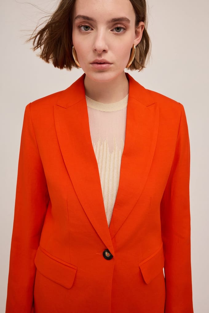 Motivi Single-breasted Linen-blend Blazer Red Taglia: 38 | Blazers Outlet | Donna | Rosso