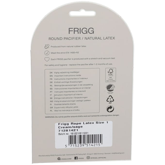 Frigg Rope Fopspeen - Rond - 2 Stuks - 0-6 Mnd - Cream/Sage