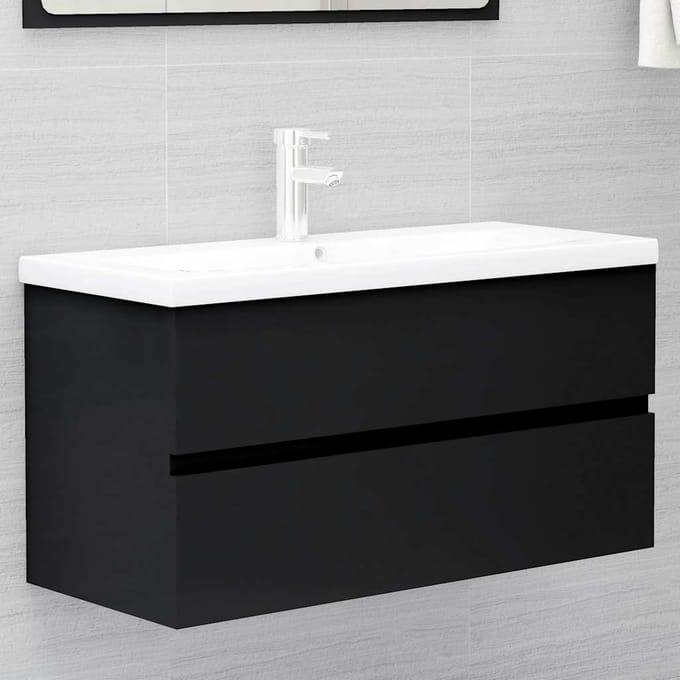 vidaXL - Wastafelkast - 90x38,5x45 - cm - bewerkt - hout - zwart