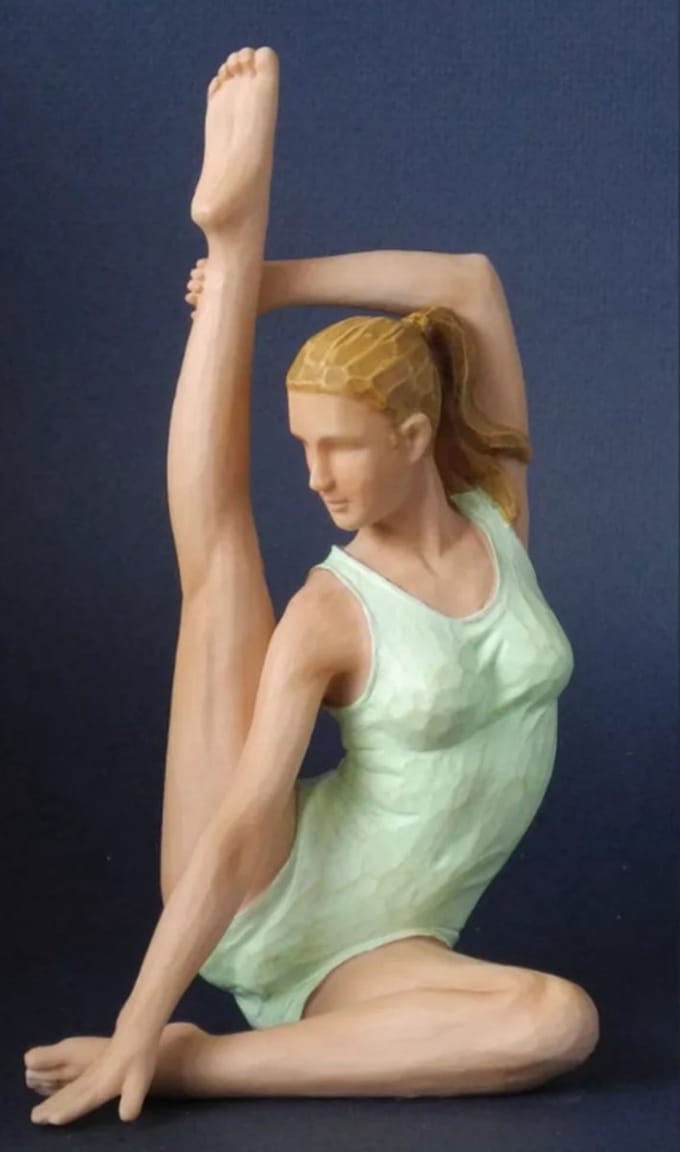 Yoga Beeld – Compass Pose | Kleurrijk & Abstract Design - 16,5 cm