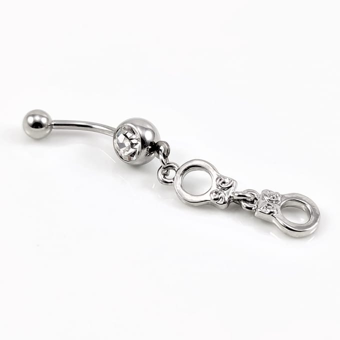 RVS Navel Piercing met Handboei Hanger