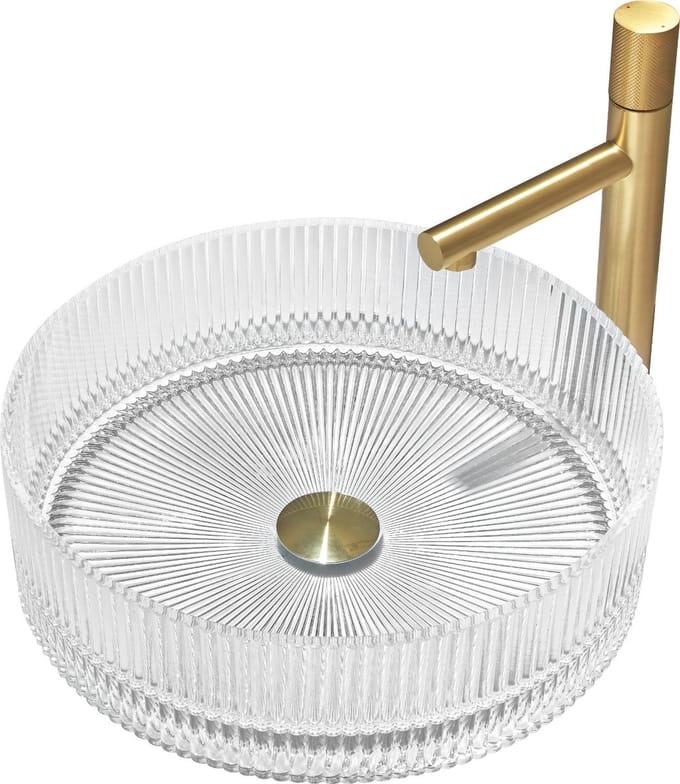 Mexen Eiva glazen opbouw wastafel 39 x 39 cm, transparant - 24163900