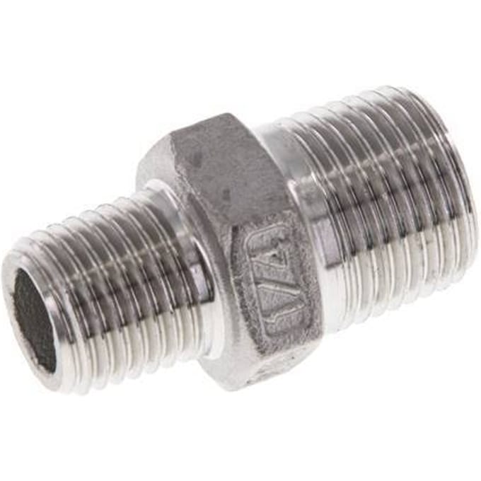 1/4'' NPT x 3/8'' NPT RVS Borstnippel 16 Bar [2 Stuks]