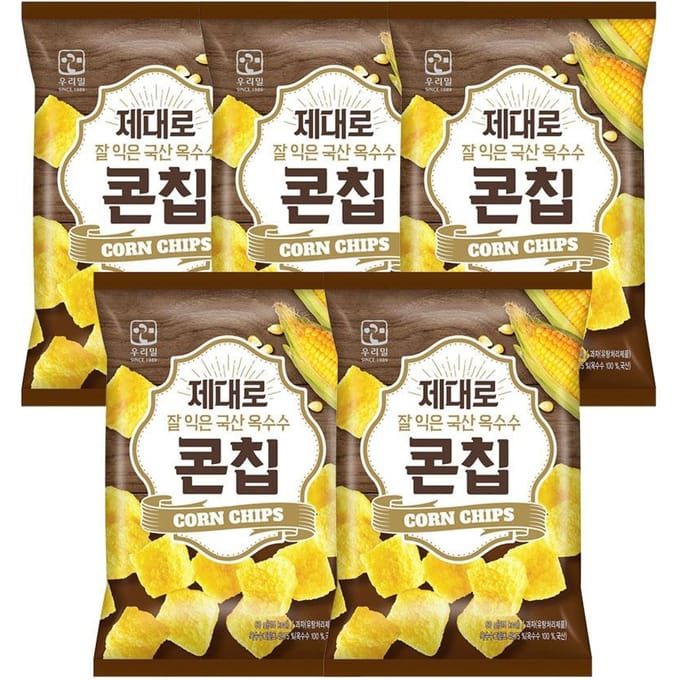 WOOLIMIL Goed Gerijpte Koreaanse Binnenlandse Maïschips Knapperige Snack Bundel 60g x 5 Pak