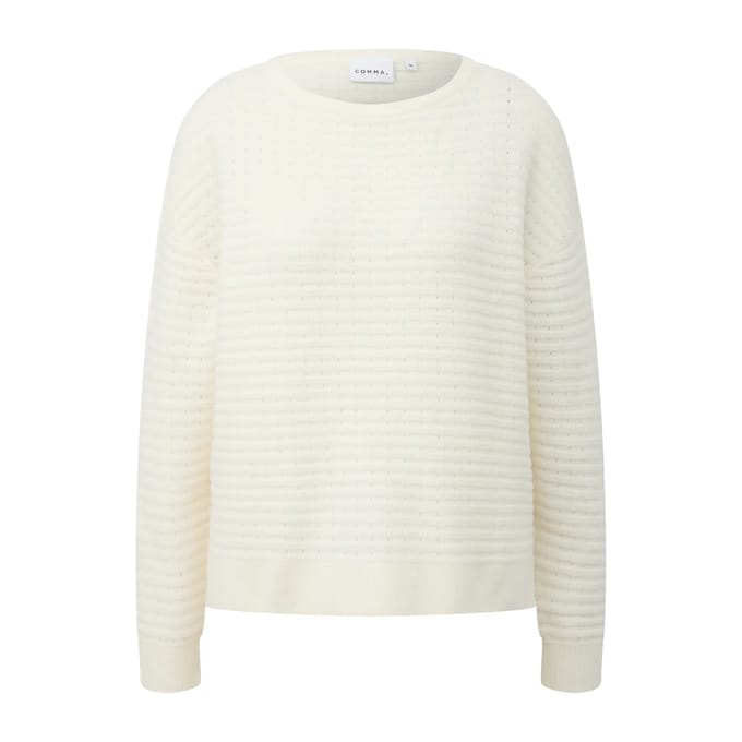 Dames ronde hals sweater in gemengde katoen met afhangende schouders COMMA