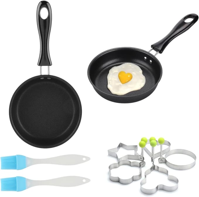 Set van 2 Mini Koekenpannen 12 cm Antiaanbak, Geschikt voor Inductie en Camping