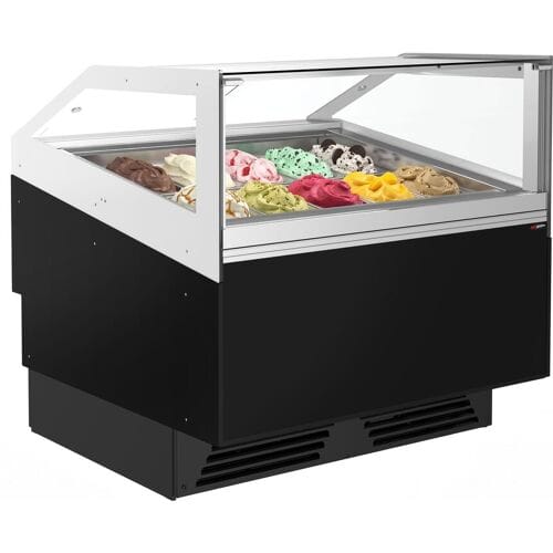 GGM Gastro Eistheke ADAM - 1200mm - Umluft - für 12x 5 Liter oder 8x 7 Liter Eisbehälter - Schwarz