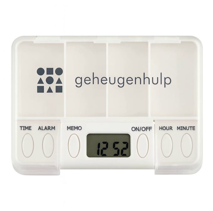 Medicijndoos met 4 alarmen – handig en compact – wit - Geheugenhulp