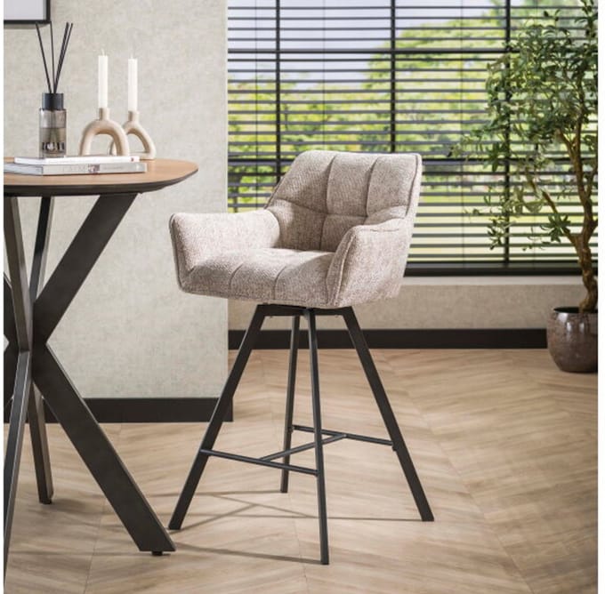 Barstoel raster draaibaar - Hoven zand - barstoelen set van 2