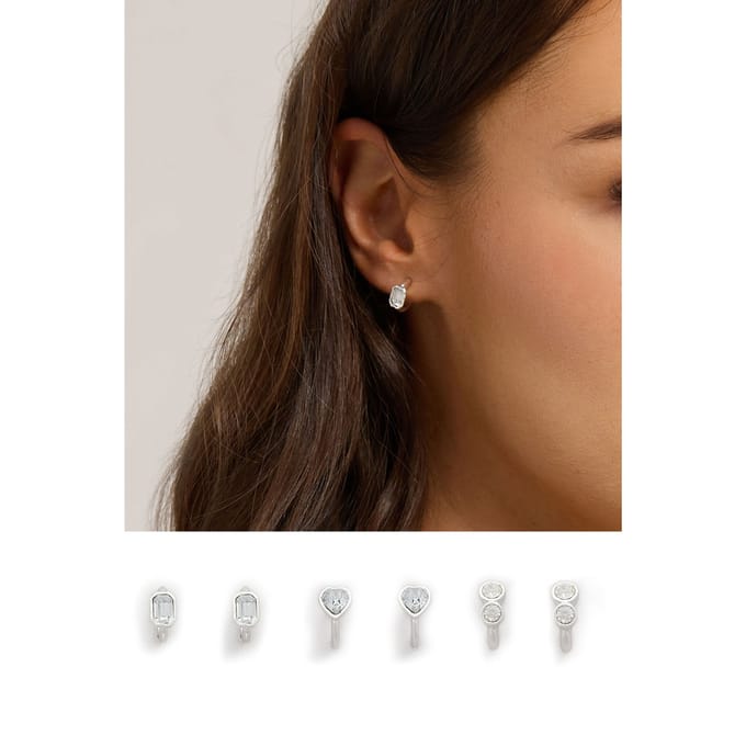 Yours 3Pack Zilverkleurige Hoepeloorbellen Met Steentjessize One Size