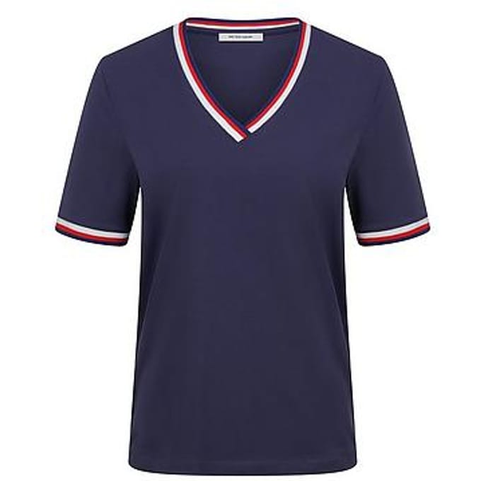 T-shirt V-hals Van Peter Hahn blauw