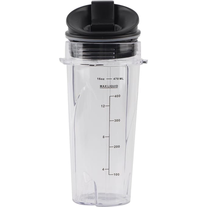 16oz Vervangbeker Blenderbeker Container met Klapdeksel Geschikt voor Nutri Ninja Blender Accessoires white
