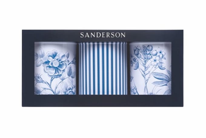 Sanderson - Set van 3 bewaarbussen Etchings & Roses - Bewaarblik - Blauw/Wit - Blik - Ø 10,5 x 14,5 cm