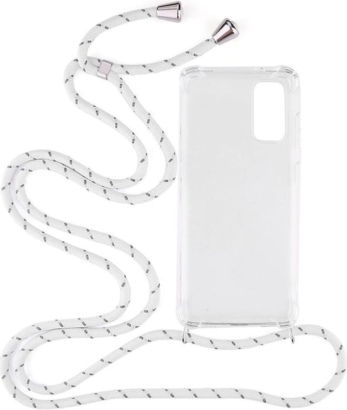 Shop4 - Geschikt voor Samsung Galaxy S20 Hoesje - Zachte Back Case met Koord Multi Wit