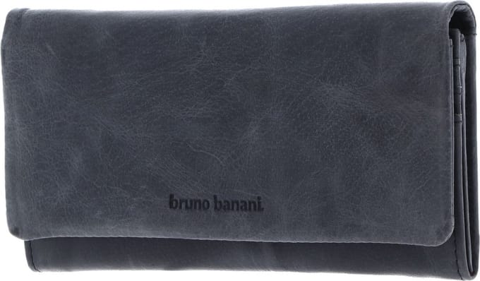bruno banani Leren Portemonnee Wallet with Flap Blue Donkerblauw