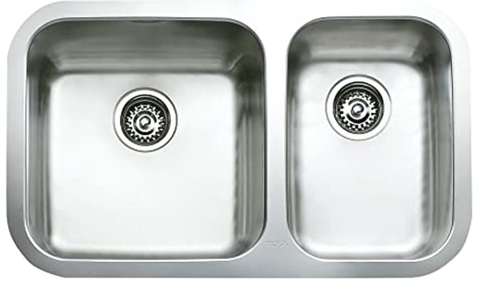 Dubbele spoelbak 406 x 406 mm met 25 cm diepte voor keuken