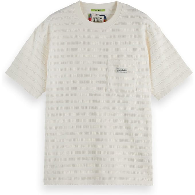 Scotch & Soda Relaxed-fit Horizonal Textured T-shirt Eggnog Taglia: M | Magliette basic Outlet | Uomo