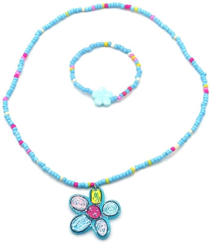Ketting en Armband voor Kinderen - Set Sieraden - Elastisch - Bloem