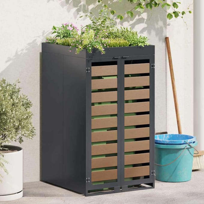 Afvalcontainerberging met Plantenbakdak voor 240L Container Antraciet Staal