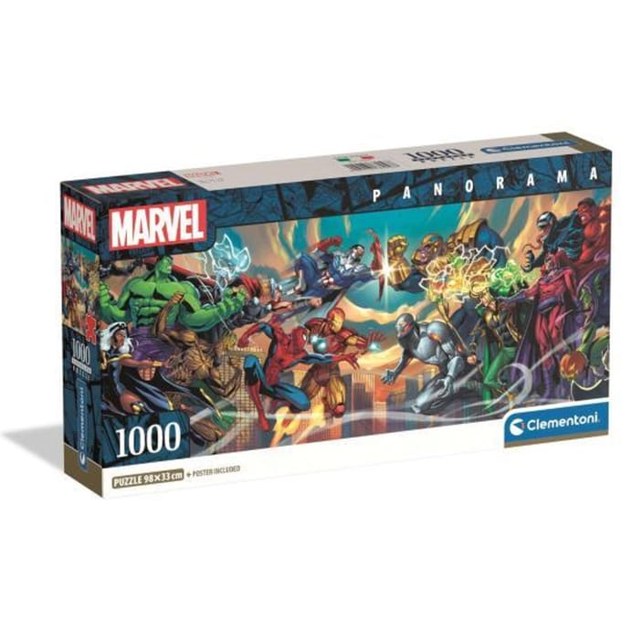 Clementoni - Puzzel - 1000 Stukjes - Marvel Heroes vs Villains - Panorama Formaat - Compact Box