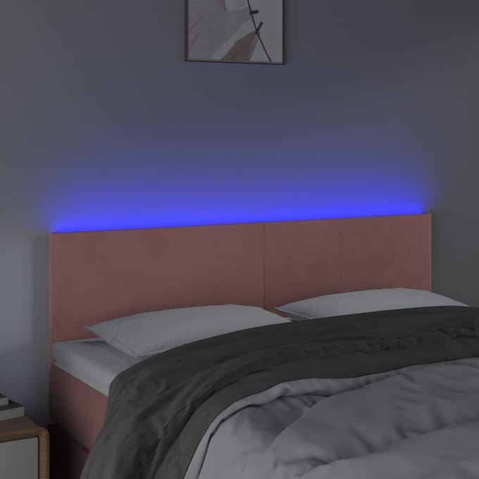 vidaXL - Hoofdbord - LED - 144x5x78/88 - cm - fluweel - roze