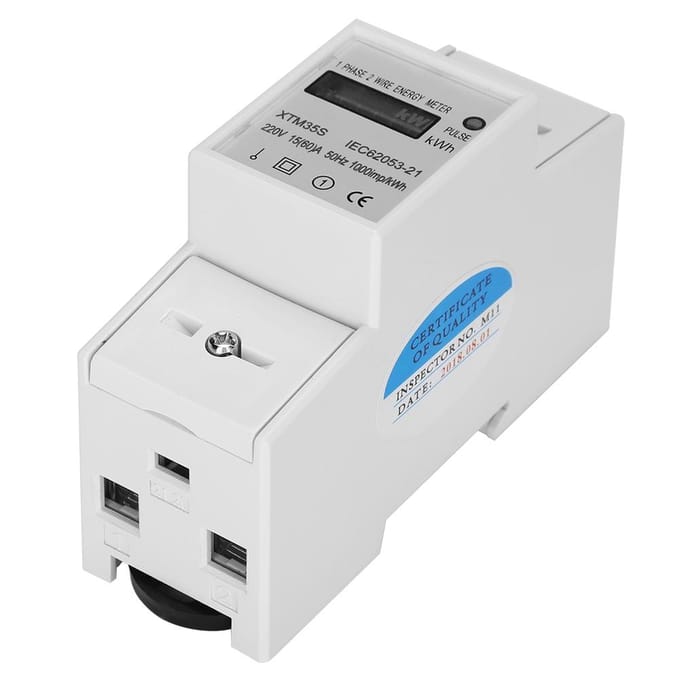 XTM35S 220V Digitaal 2P DIN-rail Elektriciteitsmeter Elektronische kWh-meter white