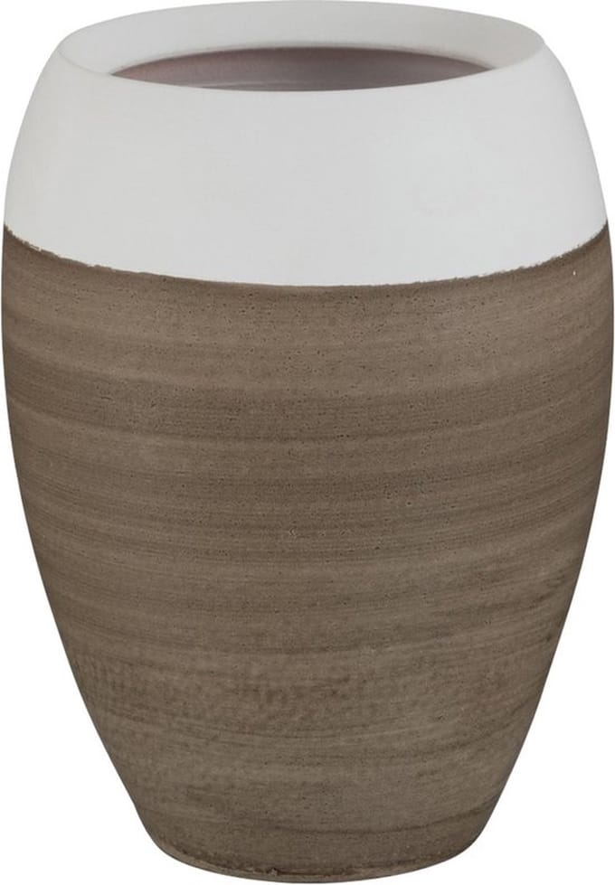 Vaas | keramiek | bruin - wit | 18x18x (h)26 cm